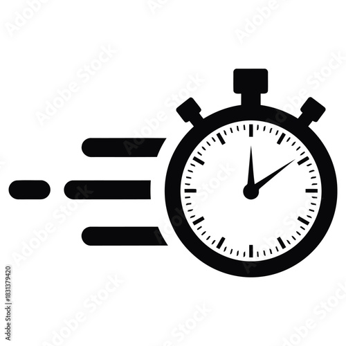 Fast Timer Icon Vector Illustration, Deadline Symbol, Fast Delivery Sign
