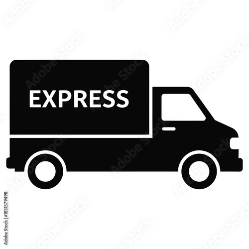 Express Delivery Truck Icon Illustration. Fast Transportation, Shipping and Distribution Symbol.