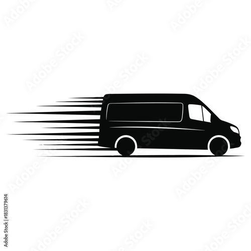Express Delivery Van Vector Illustration, Fast Shipping, Logistics and Transportation Concept