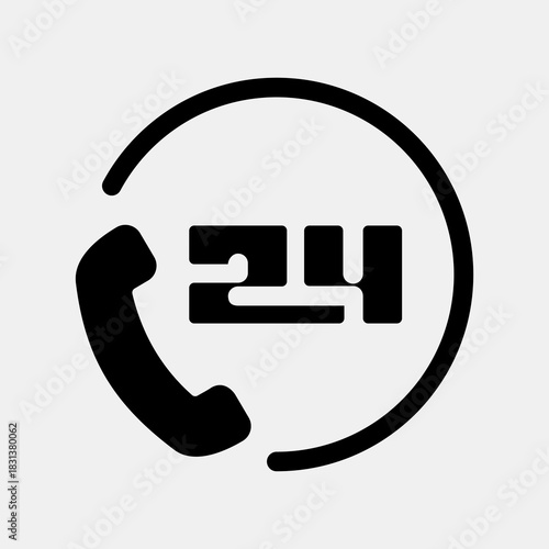 Icon 24 hour support. Black Friday Sale elements. Icon in glyph style.