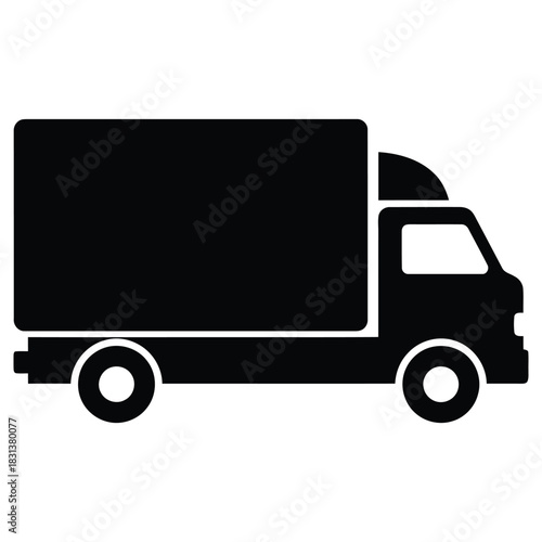 Delivery Truck Vector Icon. Cargo Truck Silhouette Illustration. Vehicle and Transportation.