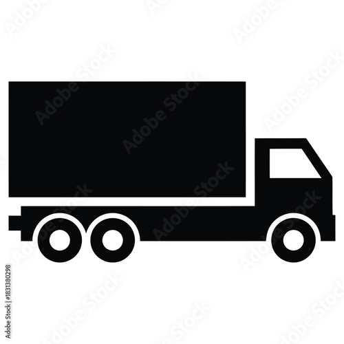 Commercial Truck Icon. Delivery and Transportation Vehicle. Cargo Shipment Logistics Symbol.