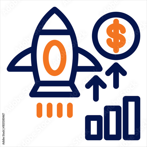 Startup Funding Duotone Icon. Simple Vector Illustration on White Background