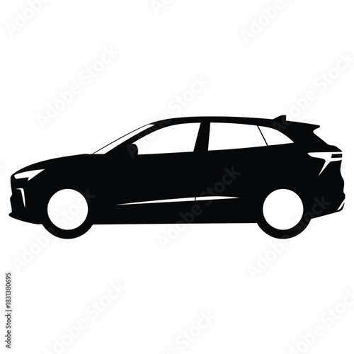 Silhouette Vector of Compact SUV Car, Transportation and Automobile Concept