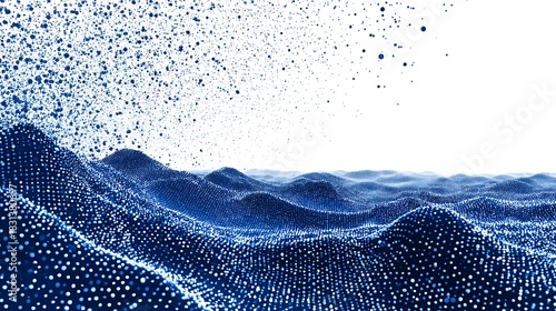 Clean white space above blue ascending particle dots creating subtle data rise effect, modern minimal professional fintech gradient background for presentation, annual report, dashboard, UI interface