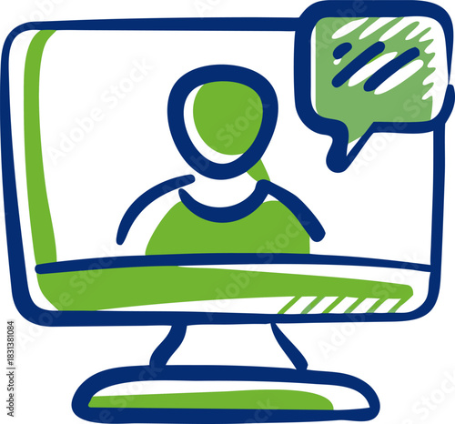 Video chat vector icon for virtual meetings, remote communication, online talks and digital interaction.