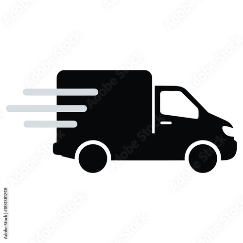 Fast Delivery Van Icon. Express Shipping and Transportation Vector Symbol.