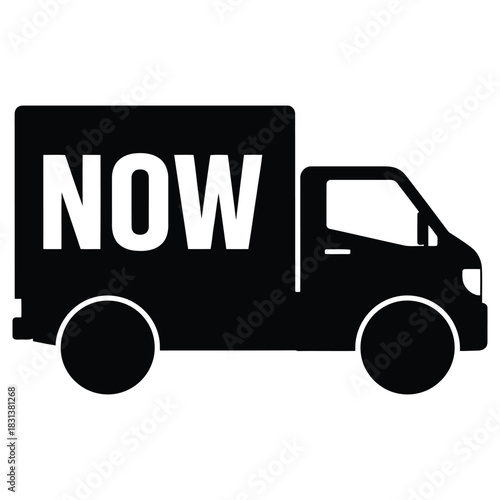 Delivery Truck Icon with Text NOW, Express Shipping, Quick Service.
