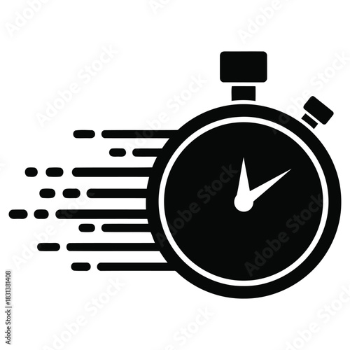 Stopwatch Icon with Motion Trails: Speed, Urgency, and Time Management Concept.
