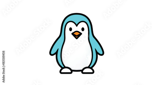 Cute cartoon penguin illustration isolated on white background.