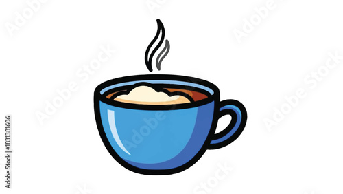 A steaming cup of hot chocolate with whipped cream.