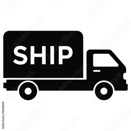 Delivery Truck Icon Illustration: Cargo Shipping and Transportation Symbol for Logistics