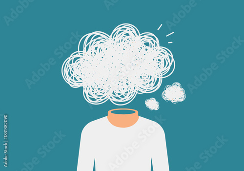 Person with a tangled thought bubble above their head.