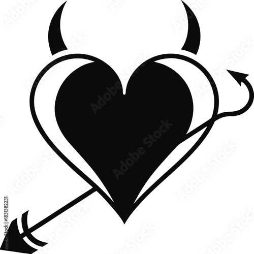 Devilish love symbol isolated on white background