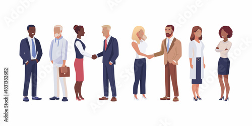 Diverse group of business people meeting and shaking hands