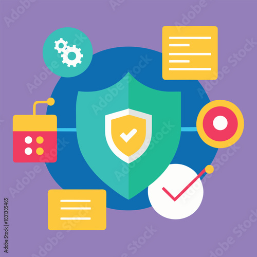 Flat design of data protection concept with gdpr compliance