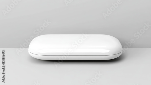 White wireless presentation clicker mockup minimal design gray background, modern and clean style