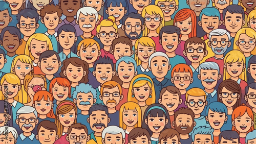 Diverse group of people smiling and looking forward.