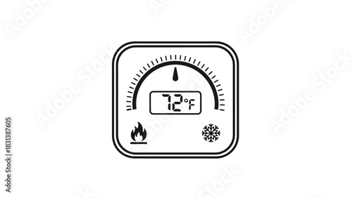 Digital Thermostat Displaying Comfortable Room Temperature For Heating And Cooling Control