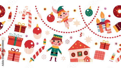 Festive Christmas Holiday Elements Illustration