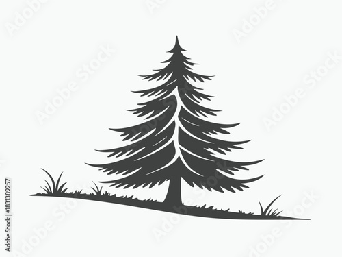 Minimal Pine Tree Silhouette Winter Illustration