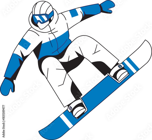 Dynamic vector illustration of a skier mid-turn during a slalom run. Two-tone blue and yellow graphic for winter sports events, mountain resorts, ski clubs, or cold weather apparel branding.