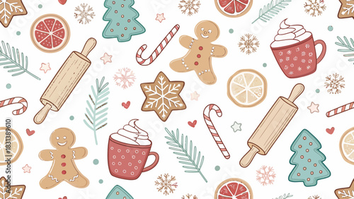 Festive Christmas Baking Seamless Pattern