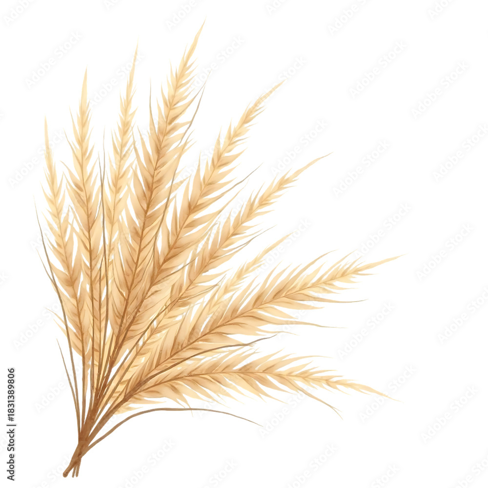Fototapeta premium Beige Pampas Grass Plume Arrangement on Transparent Background