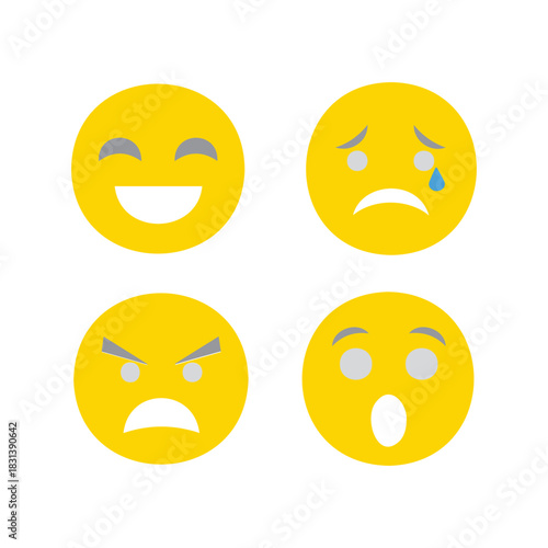 Variety of facial expressions showing positive and negative emotions creatively designed