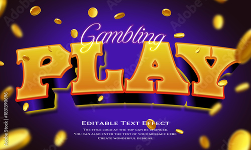 [Editable Text Effect Logo] ”Gambling Play Logo” The title logo style is a Raining coins and a gold glittering logo.