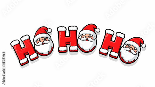 Jolly Holiday Greeting  with Iconic Santa Heads for Christmas Cheer Ho Ho Ho