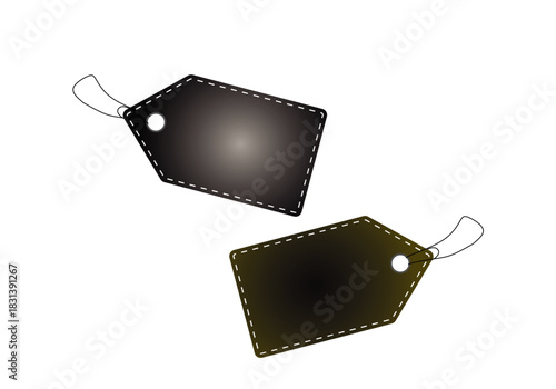 Dark Stitched Price Tags or Labels with String
