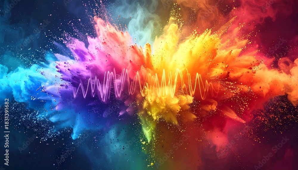 Obraz premium Vibrant Explosion of Rainbow Colored Powder Abstract Background.