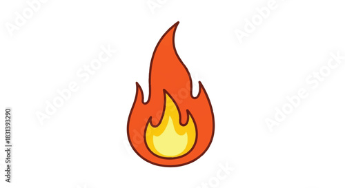 Stylized Illustration of a Bright Orange Flame.