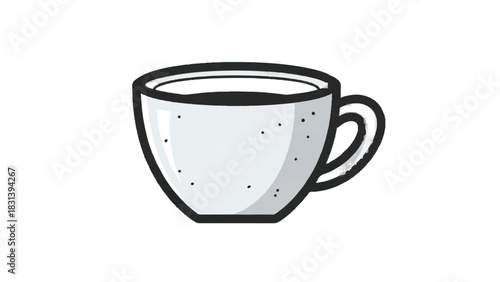 Illustration of a White Coffee Cup with Dark Coffee Inside.