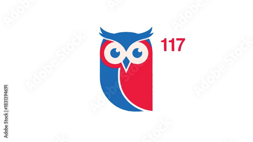 Owl logo with the number 117 in red color on white background.