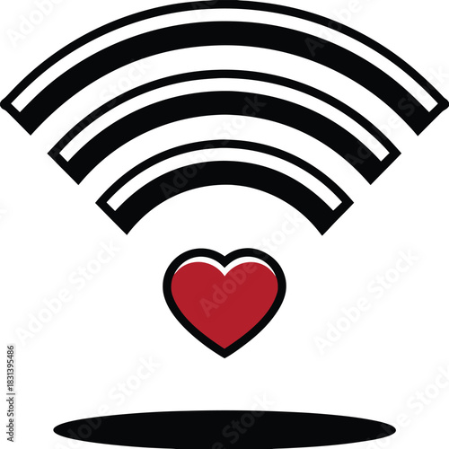 Heart wifi connection isolated on white background
