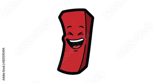 Cartoon Brick Character Laughing with Joyful Expression.