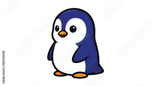 Cute cartoon penguin illustration isolated on white background.
