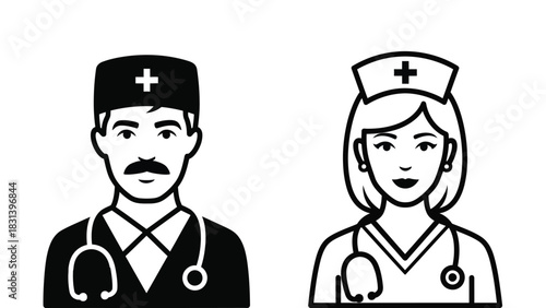 Doctor and nurse vector illustration medical staff healthcare icon