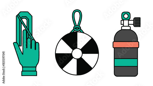 Scuba diving equipment vector illustration for ocean adventure