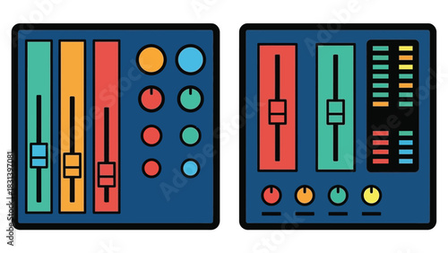 Audio mixing console vector illustration for music production