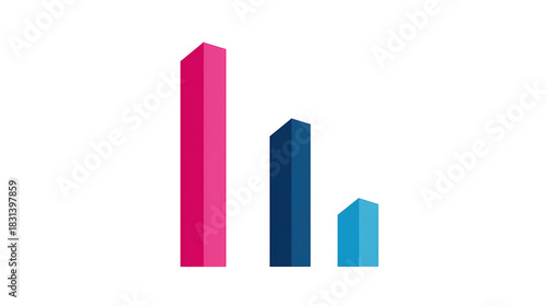 Abstract illustration featuring bar graph of different sizes and hues of pink and blue standing against a white backdrop, symbolizing data visualization and analysis. Free Download Abstract illustration featuring bar graph of different sizes and hues of pink and blue standing against a white backdrop, symbolizing data visualization and analysis. - GFXLoad