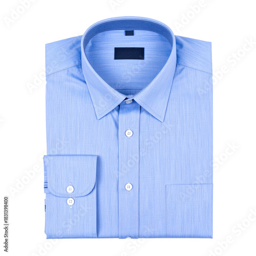 Elegant Azure: An impeccably folded classic blue dress shirt, the epitome of timeless style and sartorial elegance.