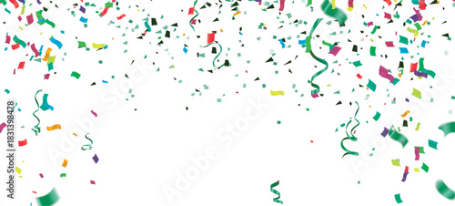 celebration background Colorful confetti and streamers fall from above Brightly colored paper creates an energetic border Ideal for Happy Birthday banners or New Year 2026 party promotions 
