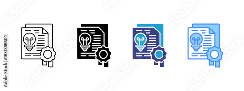 Patent icon set multiple style collection