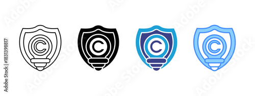 Copyright  icon set multiple style collection