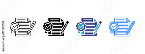 Certification icon set multiple style collection