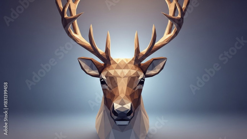 Majestic geometric deer artwork with a modern polygonal design, perfect for adding a touch of natural elegance and sophistication to any project