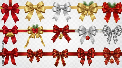 Festive Christmas bows collection for holiday decorating, gift wrapping, and winter celebrations, originally crafted as a scalable vector graphic